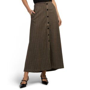 MAX STUDIO LONDON Black/camel Button Front Maxi Skirt